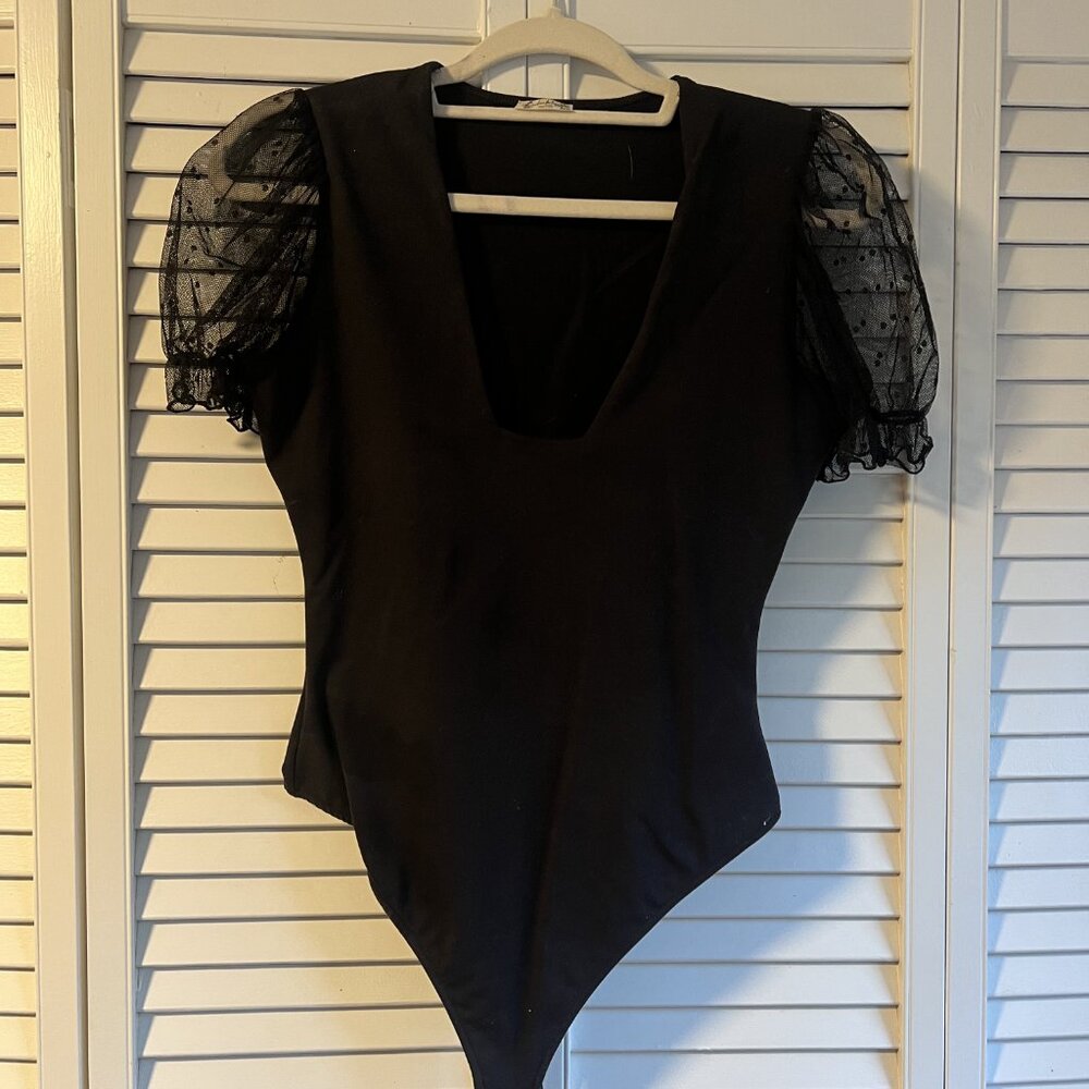 Free People Bare And Square Bodysuit - Black - Size Small - Picture 2 of 7